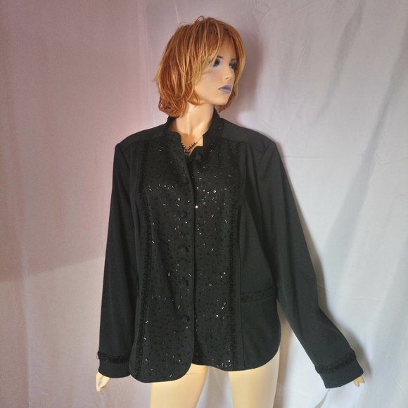 Nwt $198 DUÉ PER DUÉ  Beaded Evening Jacket Sz 22W - Picture 1 of 7